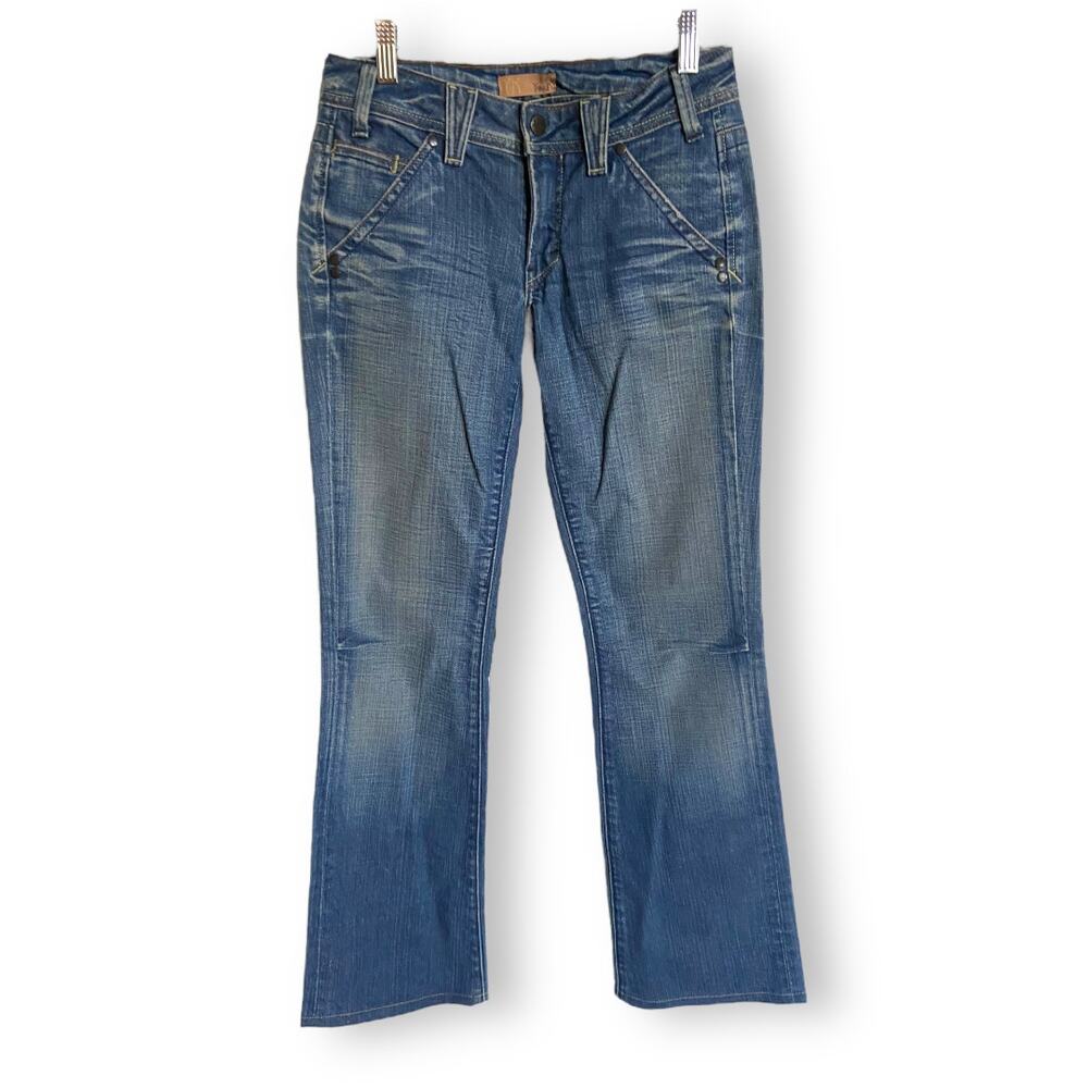 Yanuk Womens Jeans Size 26 Classic Worker Blue Denim Flare Boot Cut Cotton Blend